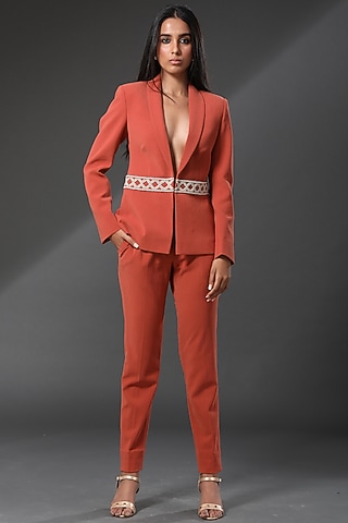 Dusty Orange Italian Moss Pant  by Zeefaa