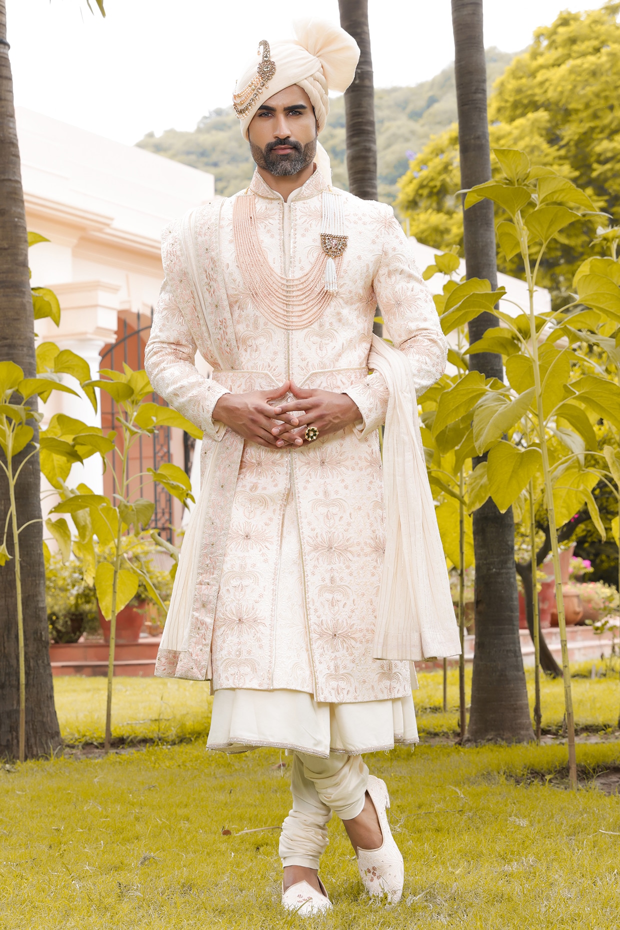 Peach sherwani deals for groom