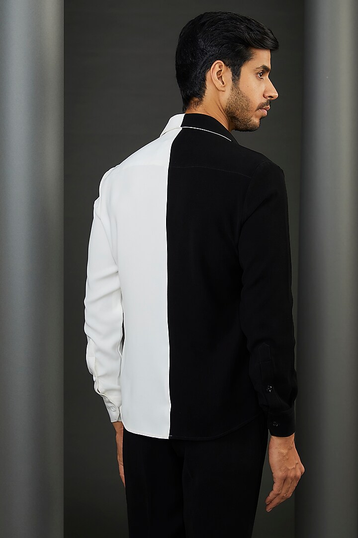 Black & White Japanese Fabric Gun Hand Painted Shirt by ZENITH COUTURE at Pernia's Pop Up Shop