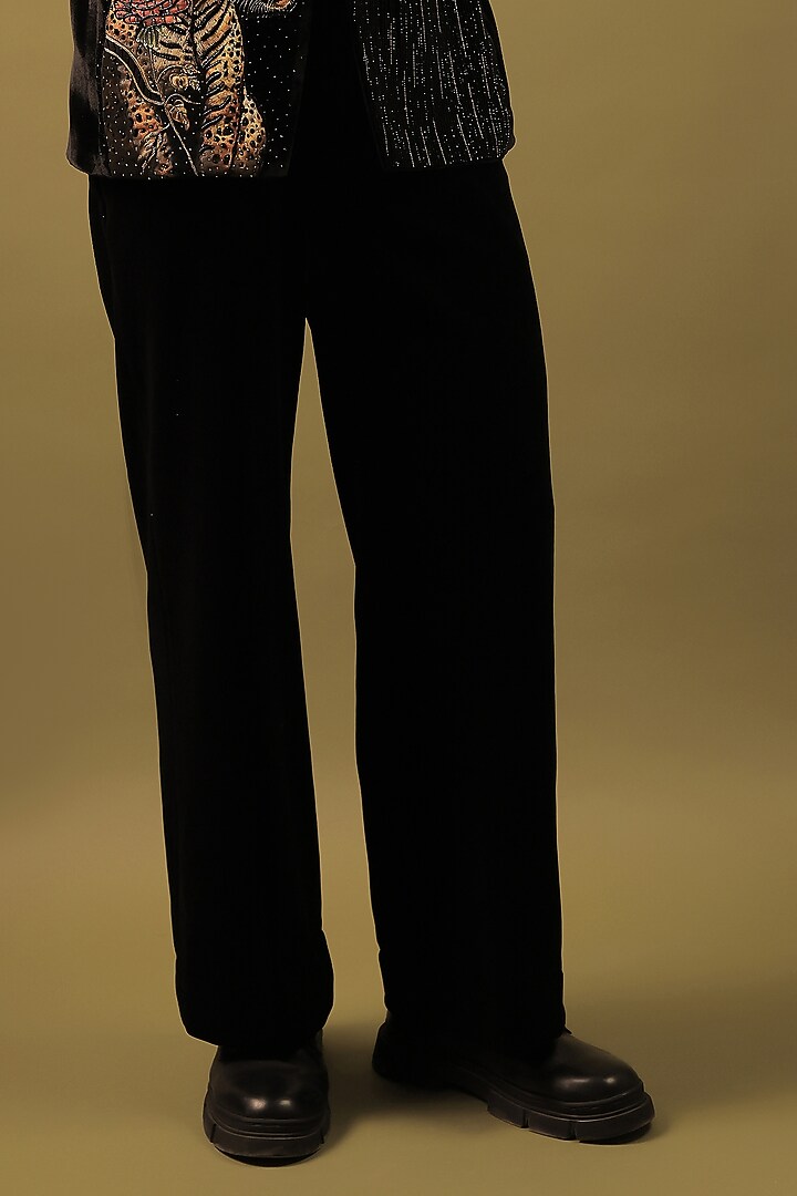 Black Velvet Embellished & Hand Painted Tuxedo Set by ZENITH COUTURE at Pernia's Pop Up Shop