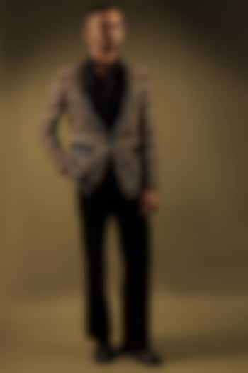 Black Velvet Cutdana Work Tuxedo Set by ZENITH COUTURE at Pernia's Pop Up Shop