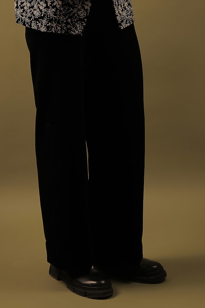 Black Velvet Cutdana Work Tuxedo Set by ZENITH COUTURE at Pernia's Pop Up Shop