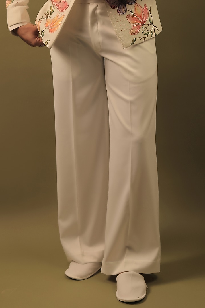 White Korean Lycra Embroidered & Hand Painted Tuxedo Set by ZENITH COUTURE at Pernia's Pop Up Shop