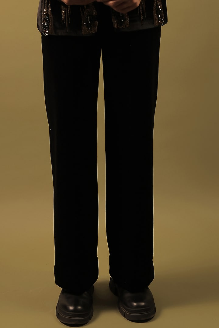 Black Velvet Embroidered Tuxedo Set by ZENITH COUTURE at Pernia's Pop Up Shop