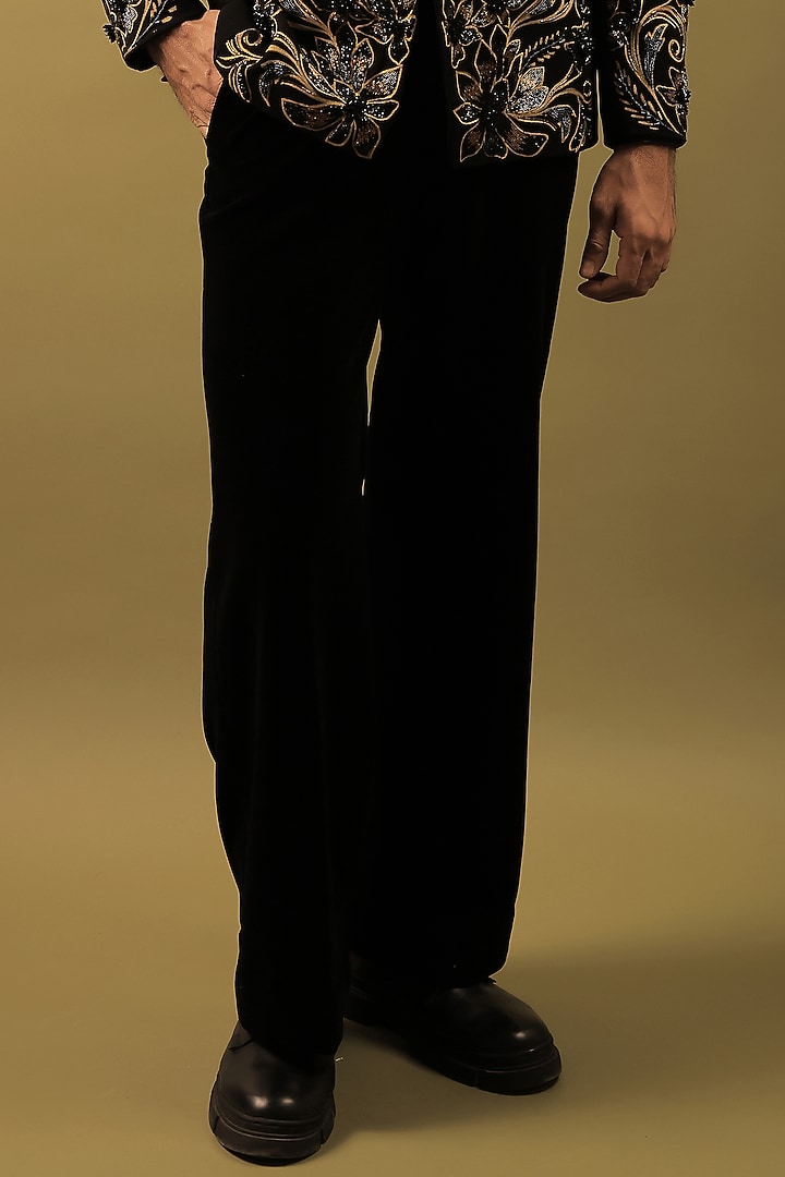 Black Korean Lycra Embellished & Hand Painted Tuxedo Set by ZENITH COUTURE at Pernia's Pop Up Shop