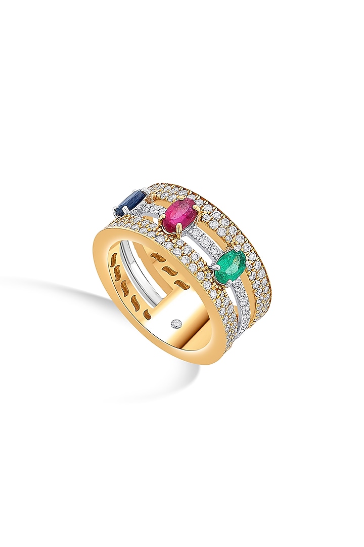 18Kt Rose Gold Finish Diamond & Oval-Cut Ruby Ring by ZEN DIAMOND at Pernia's Pop Up Shop