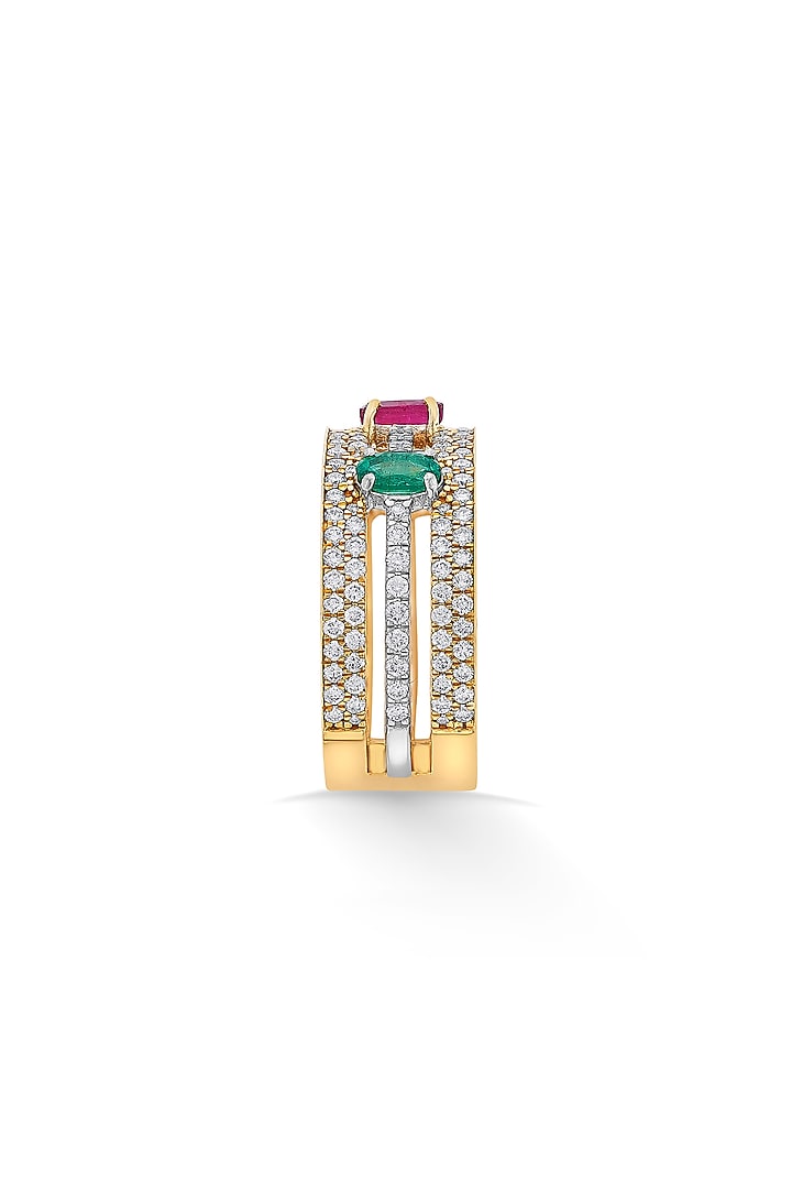 18Kt Rose Gold Finish Diamond & Oval-Cut Ruby Ring by ZEN DIAMOND at Pernia's Pop Up Shop