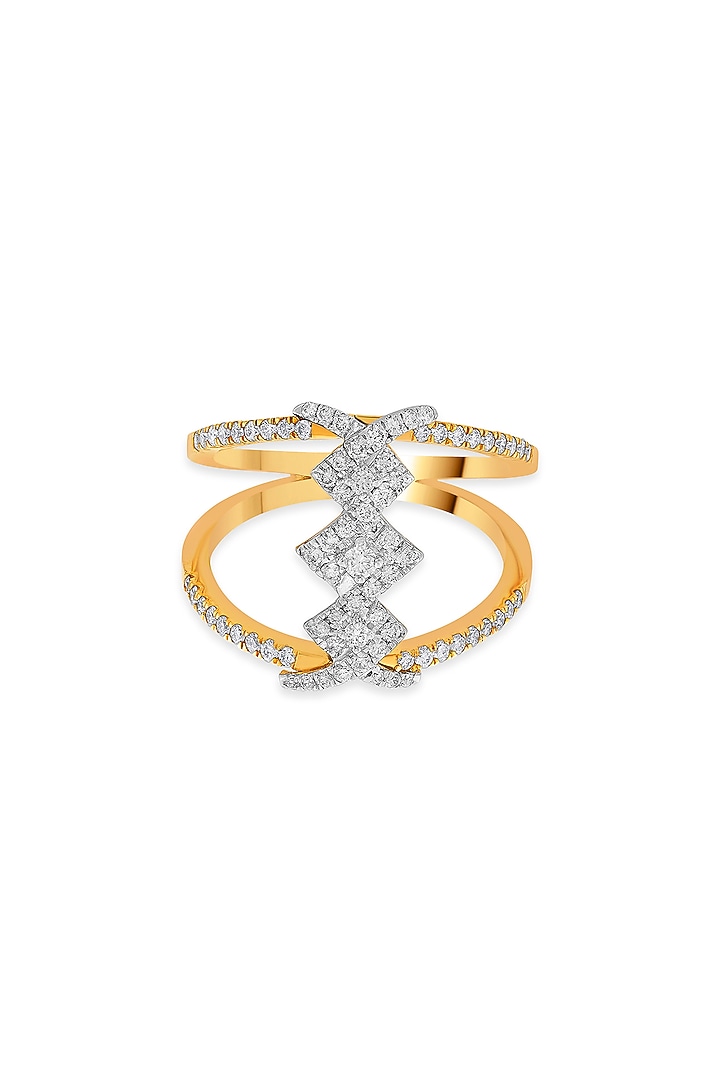 18kt Rose Gold Finish Round Diamond Double-Band Ring by ZEN DIAMOND at Pernia's Pop Up Shop