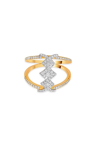 18kt Rose Gold Finish Round Diamond Double-Band Ring by ZEN DIAMOND