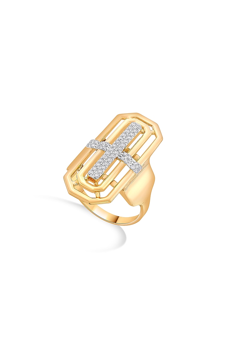 18kt Matte Rose Gold Finish Diamond Octagon Ring by ZEN DIAMOND at Pernia's Pop Up Shop