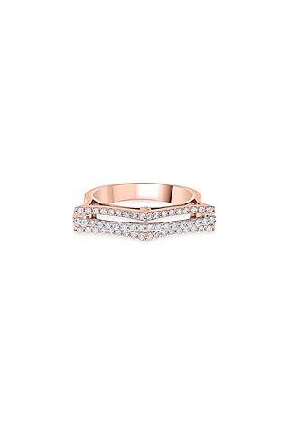 18kt Rose Gold Finish Diamond Triple-Band Ring by ZEN DIAMOND