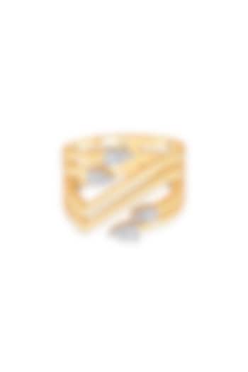 18kt Matte Rose Gold Finish Arrowhead Diamond Twin-Band Ring by ZEN DIAMOND at Pernia's Pop Up Shop