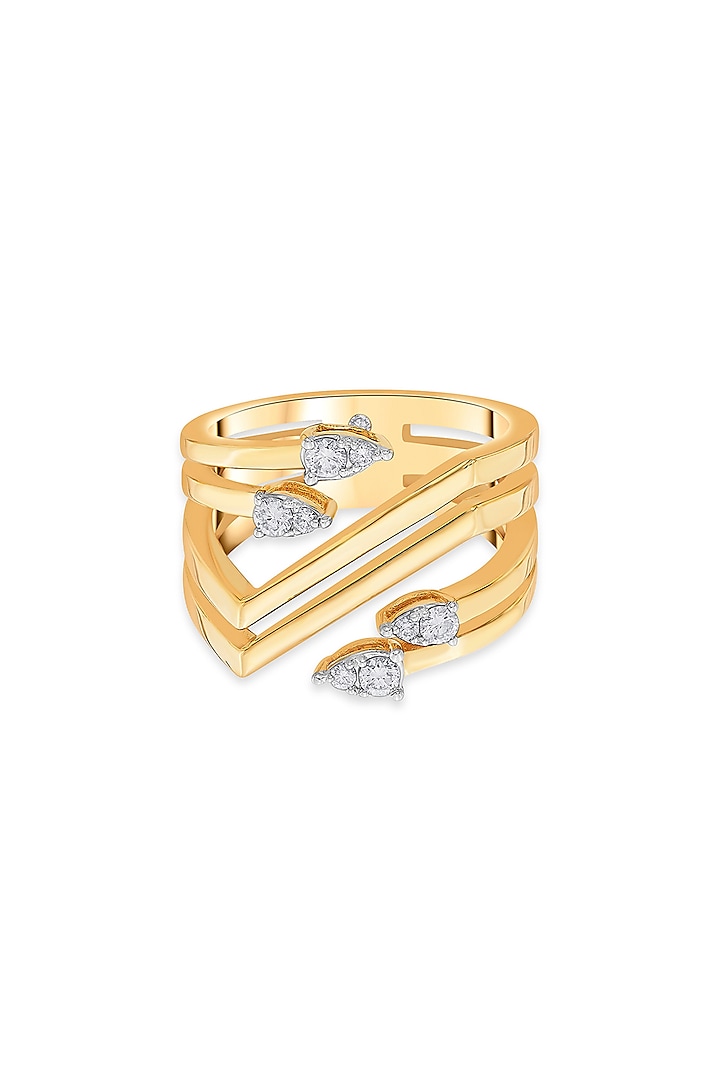 18kt Matte Rose Gold Finish Arrowhead Diamond Twin-Band Ring by ZEN DIAMOND at Pernia's Pop Up Shop