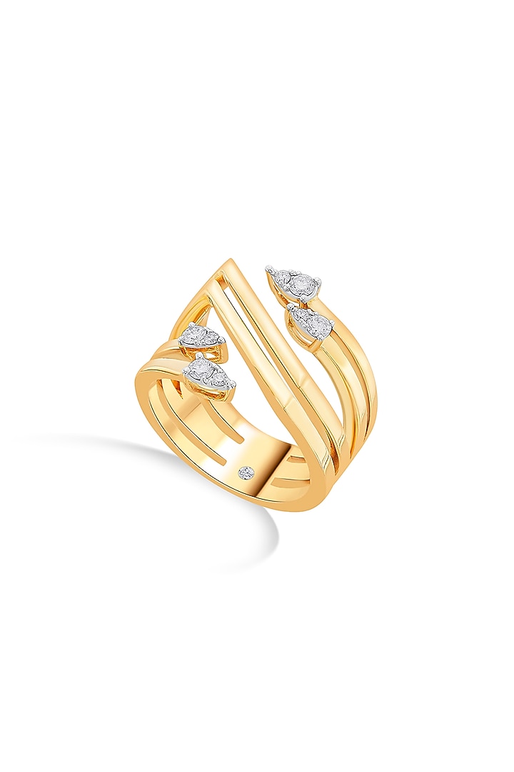 18kt Matte Rose Gold Finish Arrowhead Diamond Twin-Band Ring by ZEN DIAMOND at Pernia's Pop Up Shop