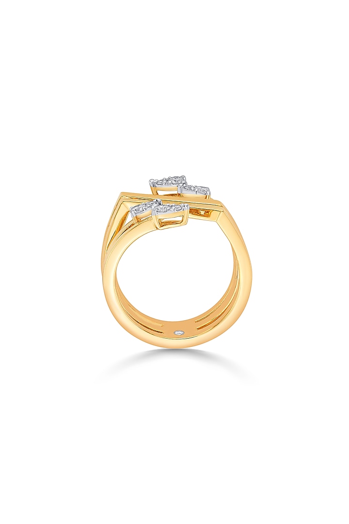 18kt Matte Rose Gold Finish Arrowhead Diamond Twin-Band Ring by ZEN DIAMOND at Pernia's Pop Up Shop