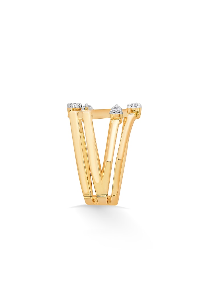 18kt Matte Rose Gold Finish Arrowhead Diamond Twin-Band Ring by ZEN DIAMOND at Pernia's Pop Up Shop