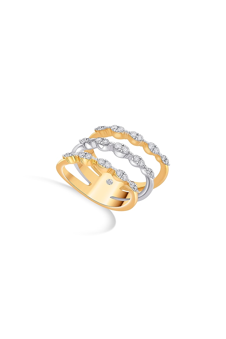 18kt Rose Gold Finish Diamond & Floral Motif Triple-Band Ring by ZEN DIAMOND at Pernia's Pop Up Shop