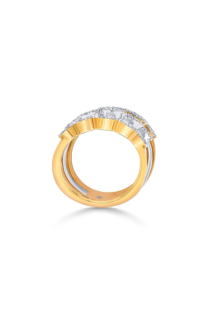 18kt Rose Gold Finish Diamond & Floral Motif Triple-Band Ring by ZEN DIAMOND at Pernia's Pop Up Shop