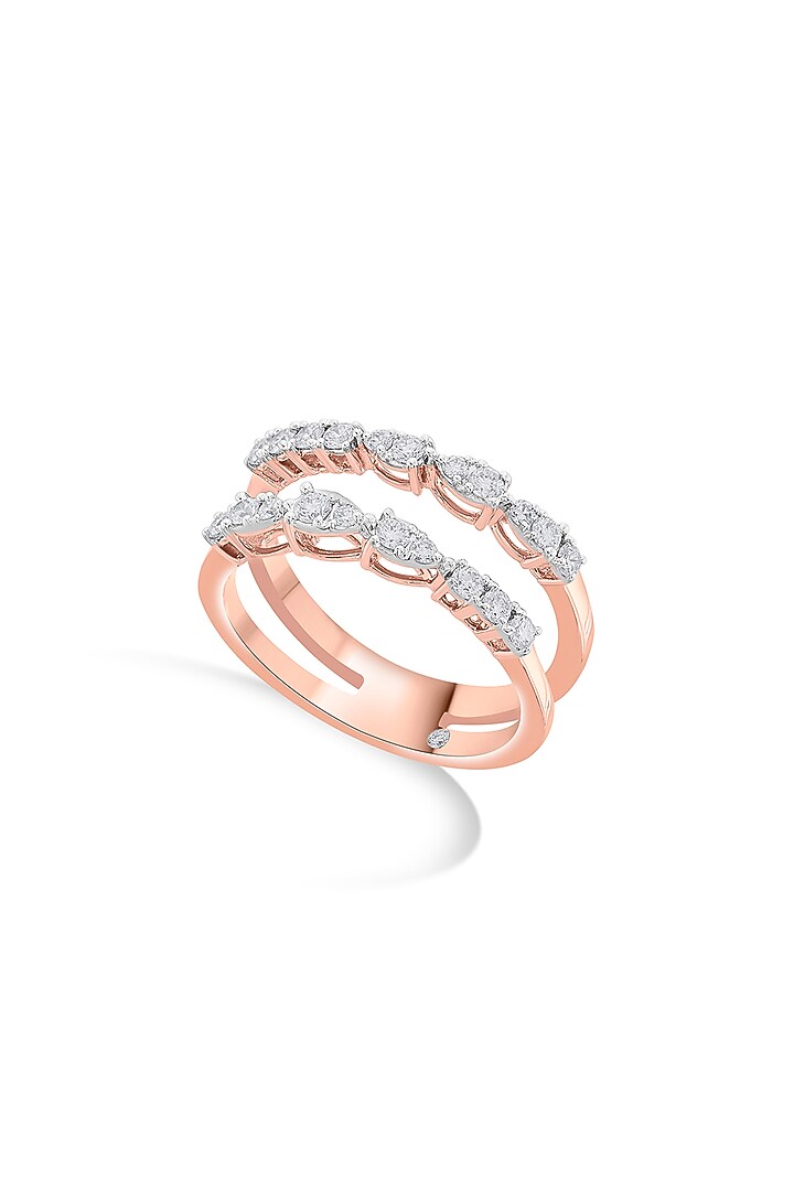 18kt Rose Gold Finish Petal-Like Motif Diamond Double-Band Ring by ZEN DIAMOND at Pernia's Pop Up Shop
