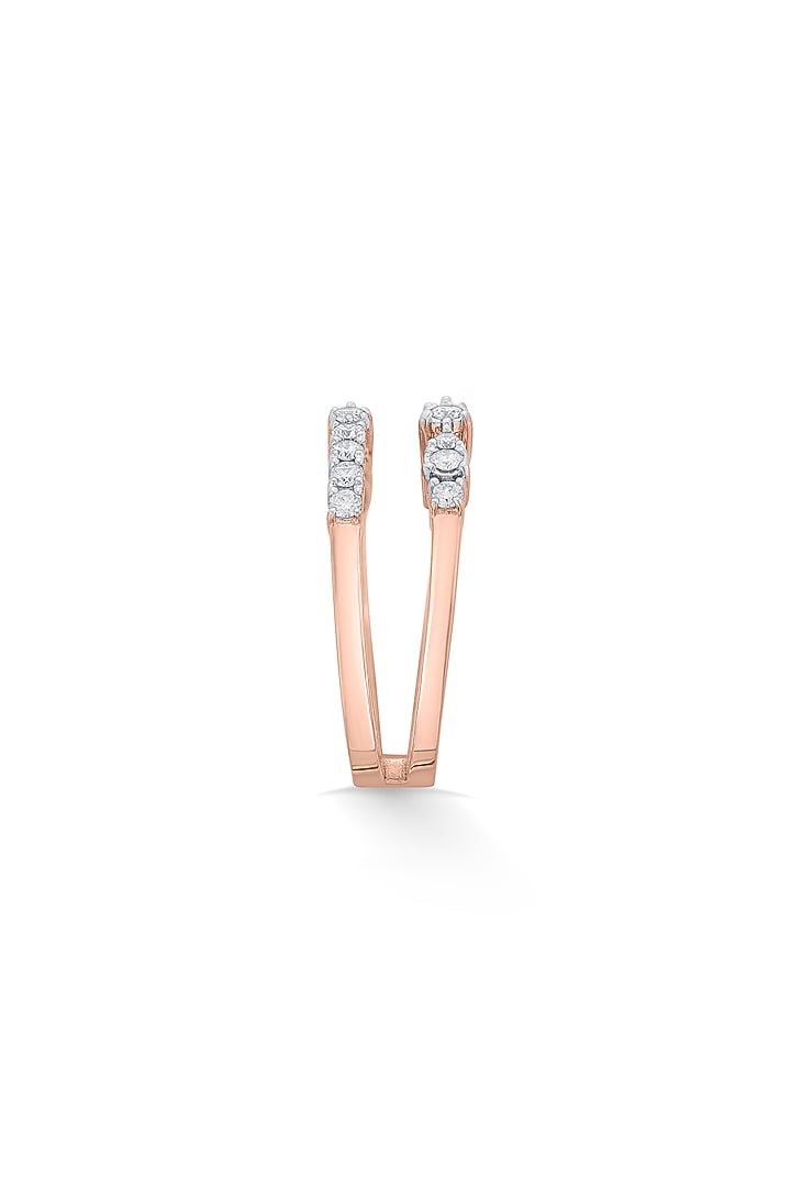 18kt Rose Gold Finish Petal-Like Motif Diamond Double-Band Ring by ZEN DIAMOND at Pernia's Pop Up Shop