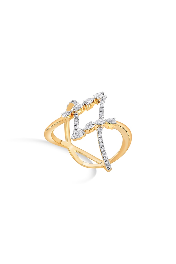 18kt Rose Gold Finish Diamond Criss-Cross Double-Band Ring by ZEN DIAMOND at Pernia's Pop Up Shop