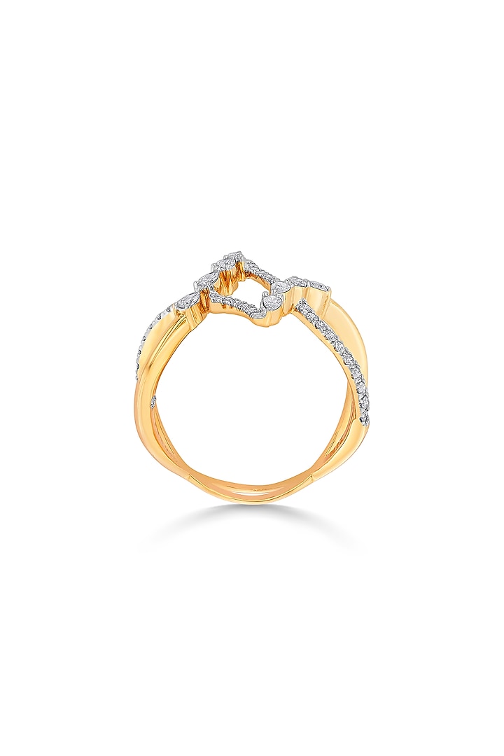 18kt Rose Gold Finish Diamond Criss-Cross Double-Band Ring by ZEN DIAMOND at Pernia's Pop Up Shop
