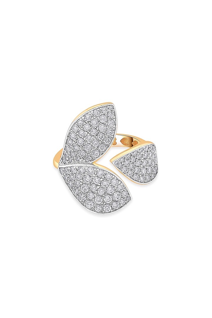 18kt Gold Finish Ring Diamond & Three-Petal Floral Motif Ring by ZEN DIAMOND at Pernia's Pop Up Shop