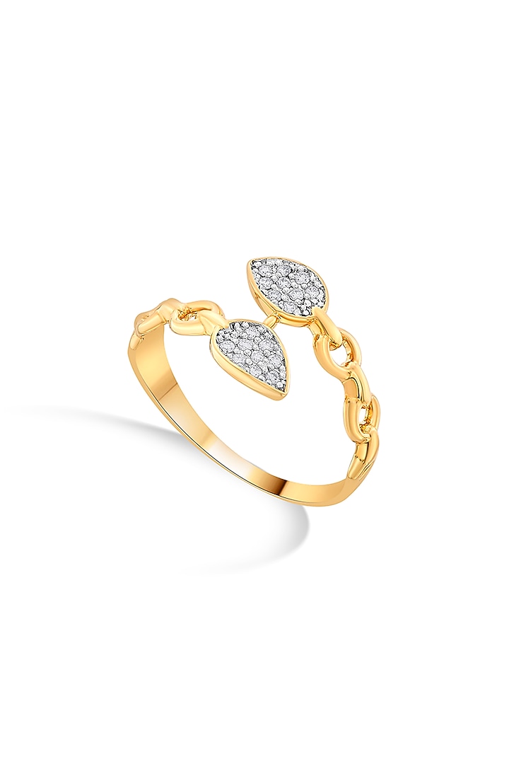 18kt Matte Pink Gold Finish Diamond Petal Ring by ZEN DIAMOND at Pernia's Pop Up Shop