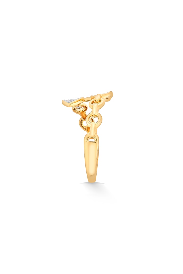 18kt Matte Pink Gold Finish Diamond Petal Ring by ZEN DIAMOND at Pernia's Pop Up Shop