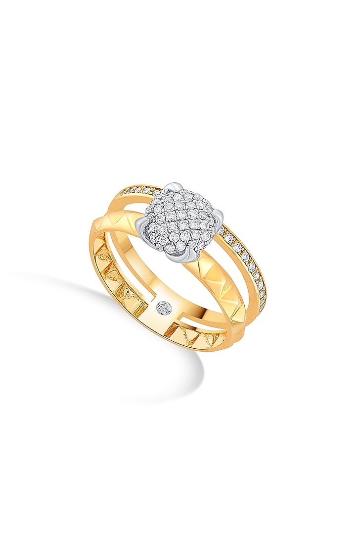 18kt Matte Rose Gold Finish Diamond Cluster Double Band Ring by ZEN DIAMOND at Pernia's Pop Up Shop