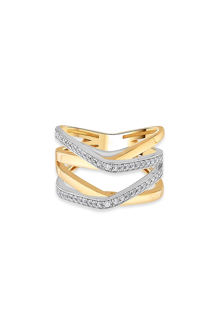 18kt Two-Tone Finish Diamond Double Band Ring by ZEN DIAMOND at Pernia's Pop Up Shop