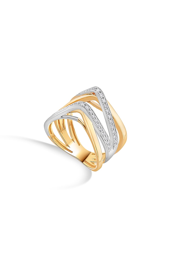 18kt Two-Tone Finish Diamond Double Band Ring by ZEN DIAMOND at Pernia's Pop Up Shop