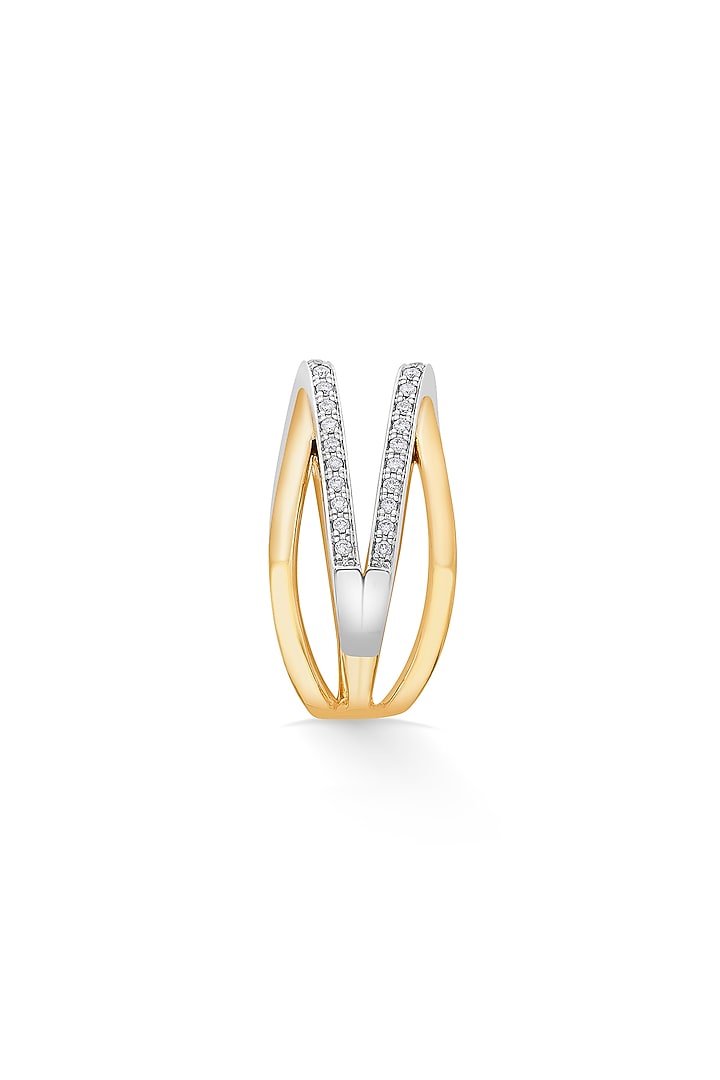 18kt Two-Tone Finish Diamond Double Band Ring by ZEN DIAMOND at Pernia's Pop Up Shop
