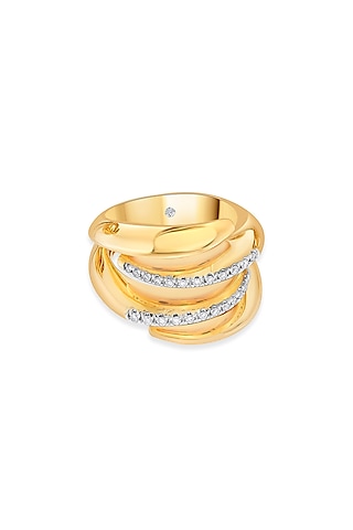 18kt Matte Rose Gold Finish Diamond Double-Helix Ring by ZEN DIAMOND