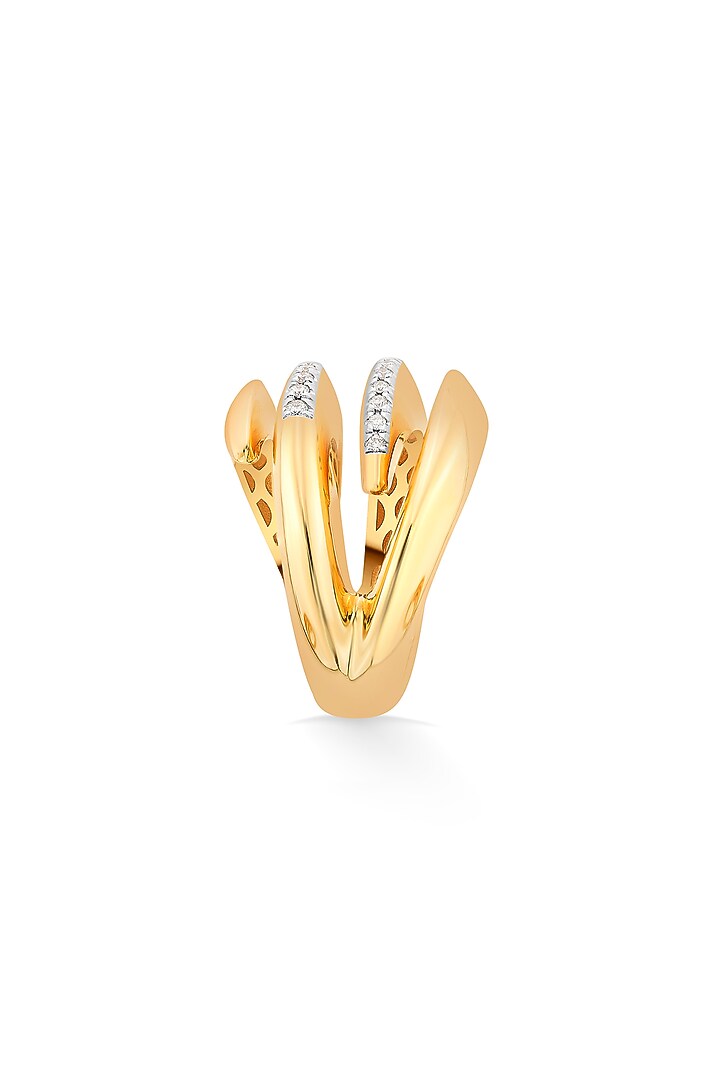 18kt Matte Rose Gold Finish Diamond Double-Helix Ring by ZEN DIAMOND at Pernia's Pop Up Shop