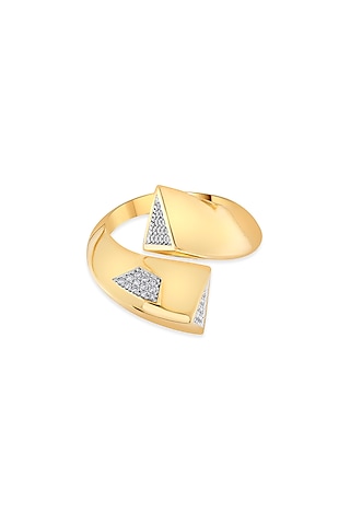 18kt Matte Rose Gold Finish Diamond Triangle Motif Ring by ZEN DIAMOND