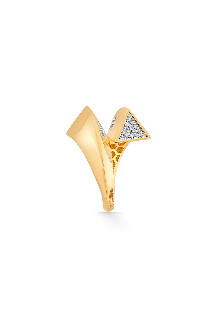 18kt Matte Rose Gold Finish Diamond Triangle Motif Ring by ZEN DIAMOND at Pernia's Pop Up Shop