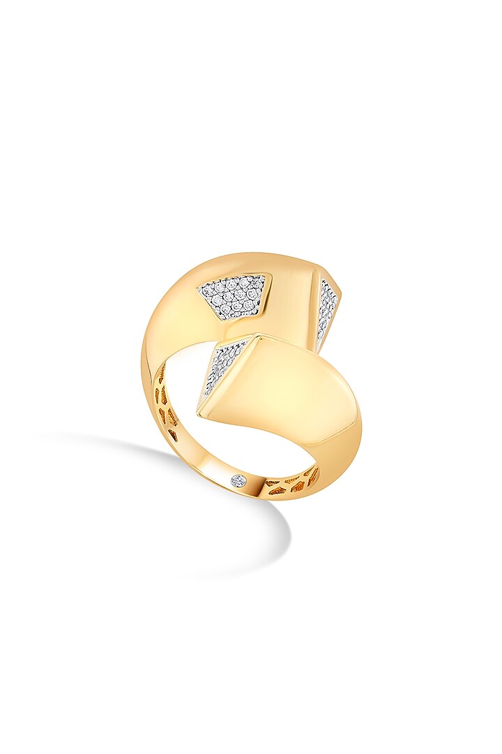 18kt Matte Rose Gold Finish Diamond Triangle Motif Ring by ZEN DIAMOND at Pernia's Pop Up Shop