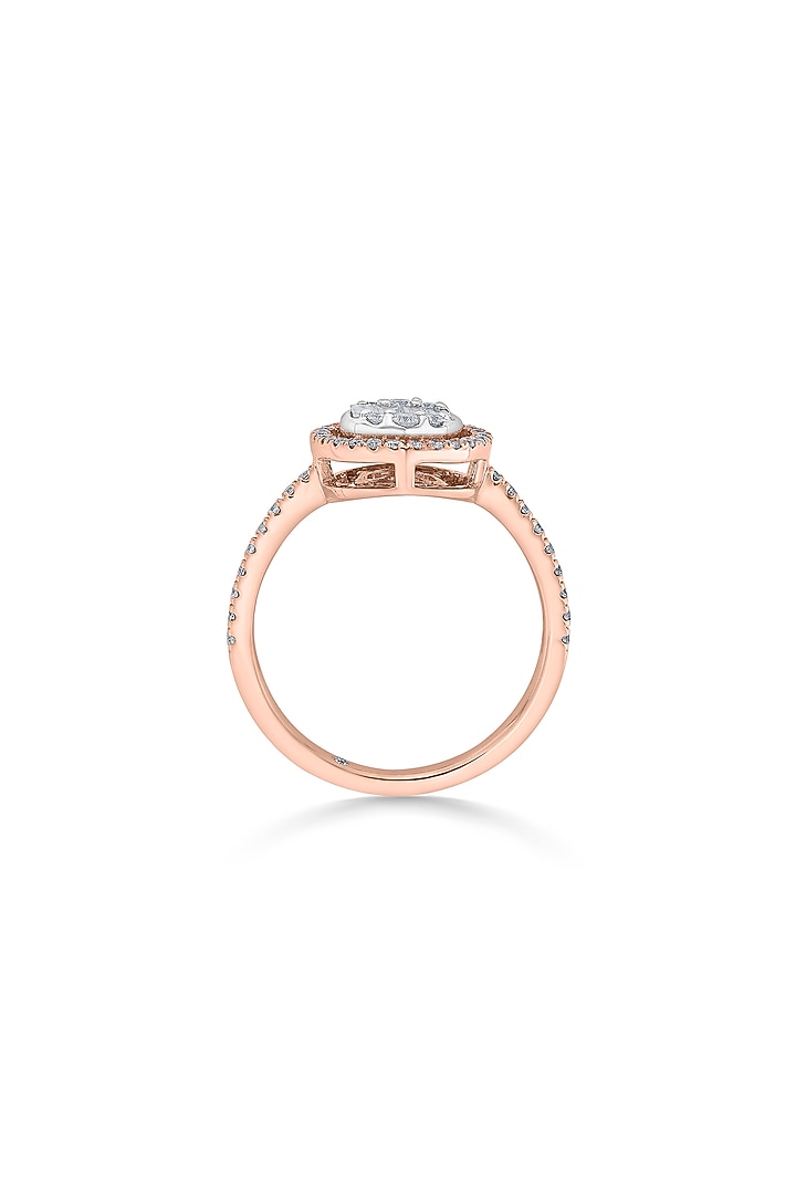 18kt Rose Gold Finish Round & Baguette-Cut Diamond Halo Ring by ZEN DIAMOND at Pernia's Pop Up Shop