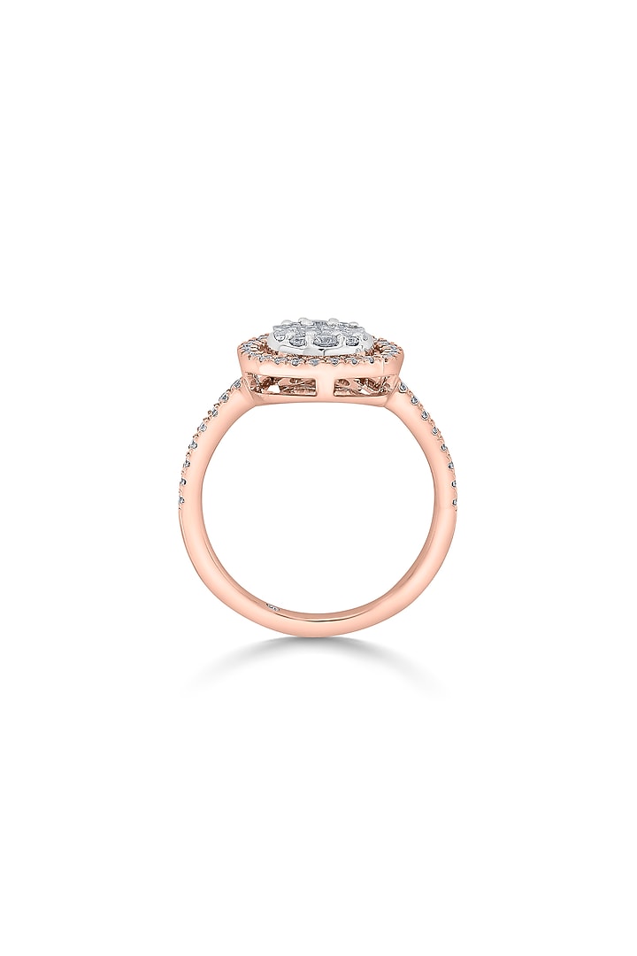 18kt Rose Gold Finish Baguette & Octagonal-Cut Diamond Halo Ring by ZEN DIAMOND at Pernia's Pop Up Shop