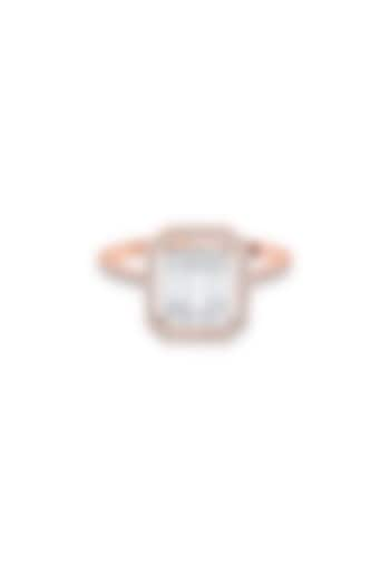 14kt Rose Gold Finish Baguette & Emerald-Cut Diamond Halo Ring by ZEN DIAMOND at Pernia's Pop Up Shop