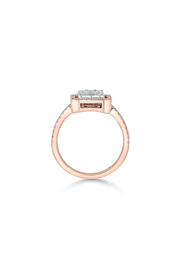 14kt Rose Gold Finish Baguette & Emerald-Cut Diamond Halo Ring by ZEN DIAMOND at Pernia's Pop Up Shop