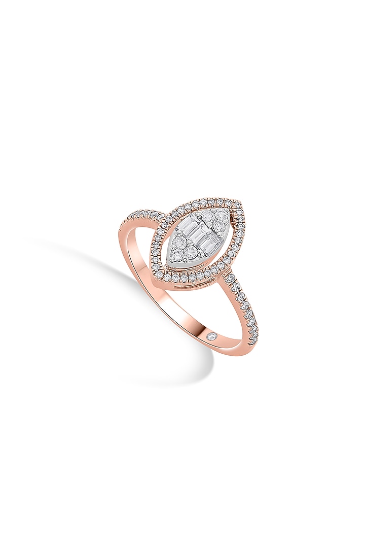 14kt Rose Gold Finish Baguette & Round-Cut Diamond Halo Ring by ZEN DIAMOND at Pernia's Pop Up Shop