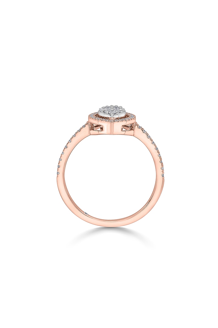 14kt Rose Gold Finish Baguette & Round-Cut Diamond Halo Ring by ZEN DIAMOND at Pernia's Pop Up Shop