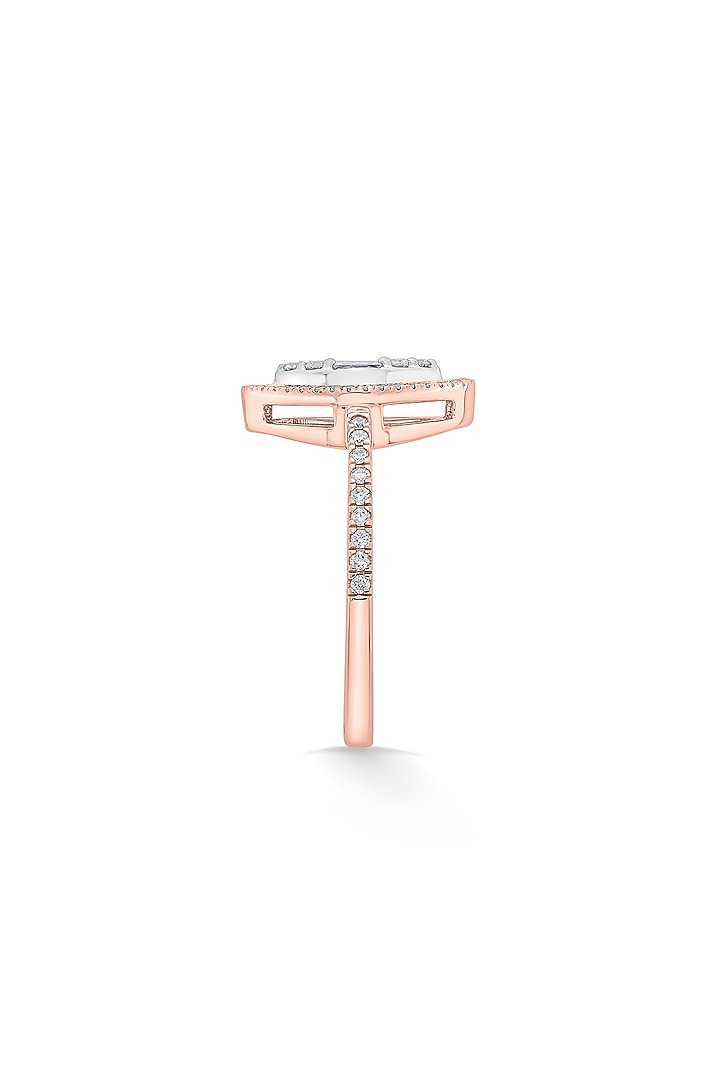 14kt Rose Gold Finish Baguette & Round-Cut Diamond Halo Ring by ZEN DIAMOND at Pernia's Pop Up Shop