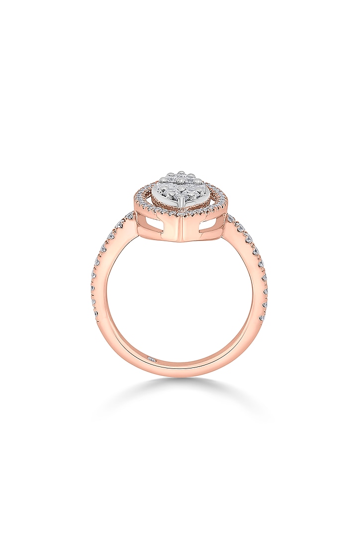 14kt Rose Gold Finish Baguette & Round-Cut Diamond Halo Ring by ZEN DIAMOND at Pernia's Pop Up Shop