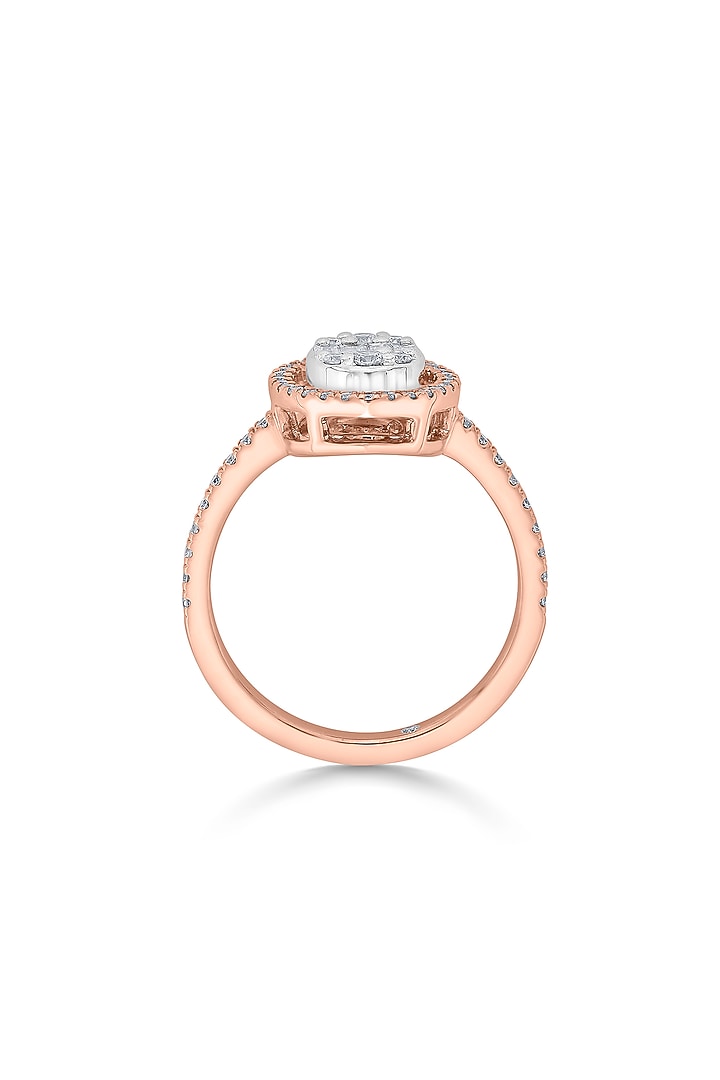 18kt Rose Gold Finish Baguette & Round-Cut Diamond Halo Ring by ZEN DIAMOND at Pernia's Pop Up Shop