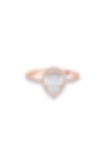 14kt Rose Gold Finish Baguette & Round-Cut Diamond Halo Ring by ZEN DIAMOND at Pernia's Pop Up Shop