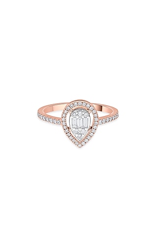 14kt Rose Gold Finish Baguette & Round-Cut Diamond Halo Ring by ZEN DIAMOND