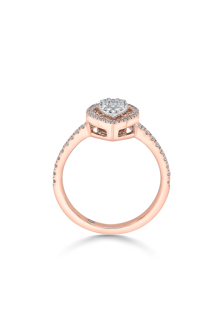 14kt Rose Gold Finish Baguette & Round-Cut Diamond Halo Ring by ZEN DIAMOND at Pernia's Pop Up Shop
